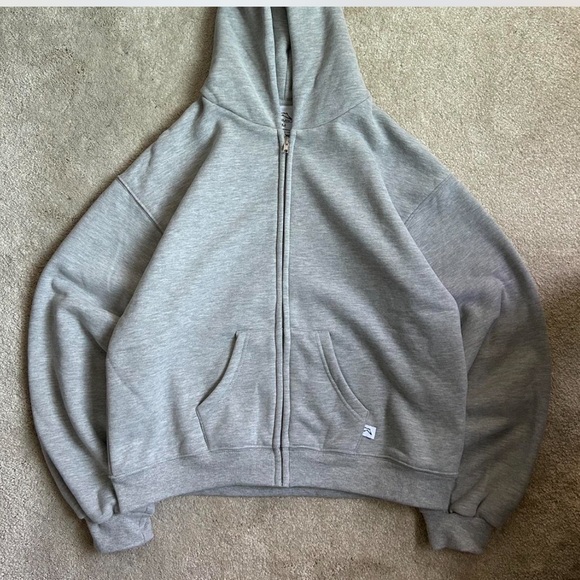 Akimbo Club Akimbo Zip Up Cotton Zip Front Hoodie in Heather Grey size SMALL - Picture 8 of 10